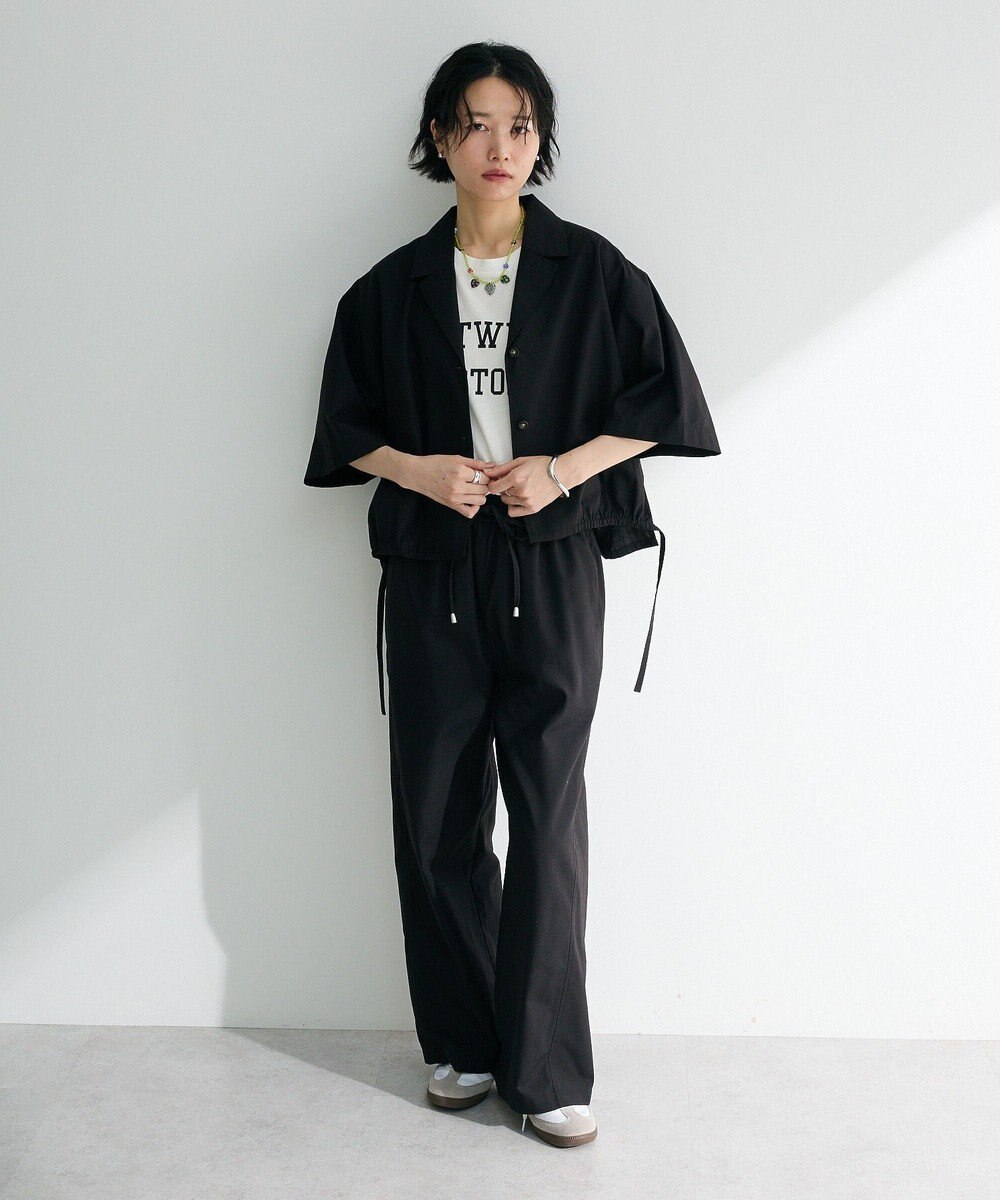 Green Parks 綿麻混イージーワイドパンツ 