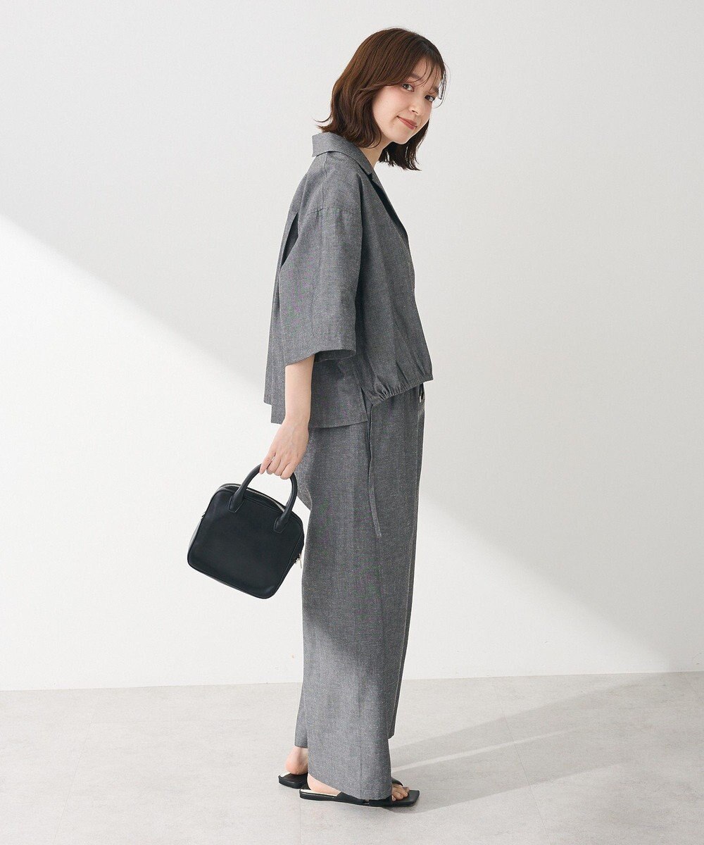 Green Parks 綿麻混イージーワイドパンツ 