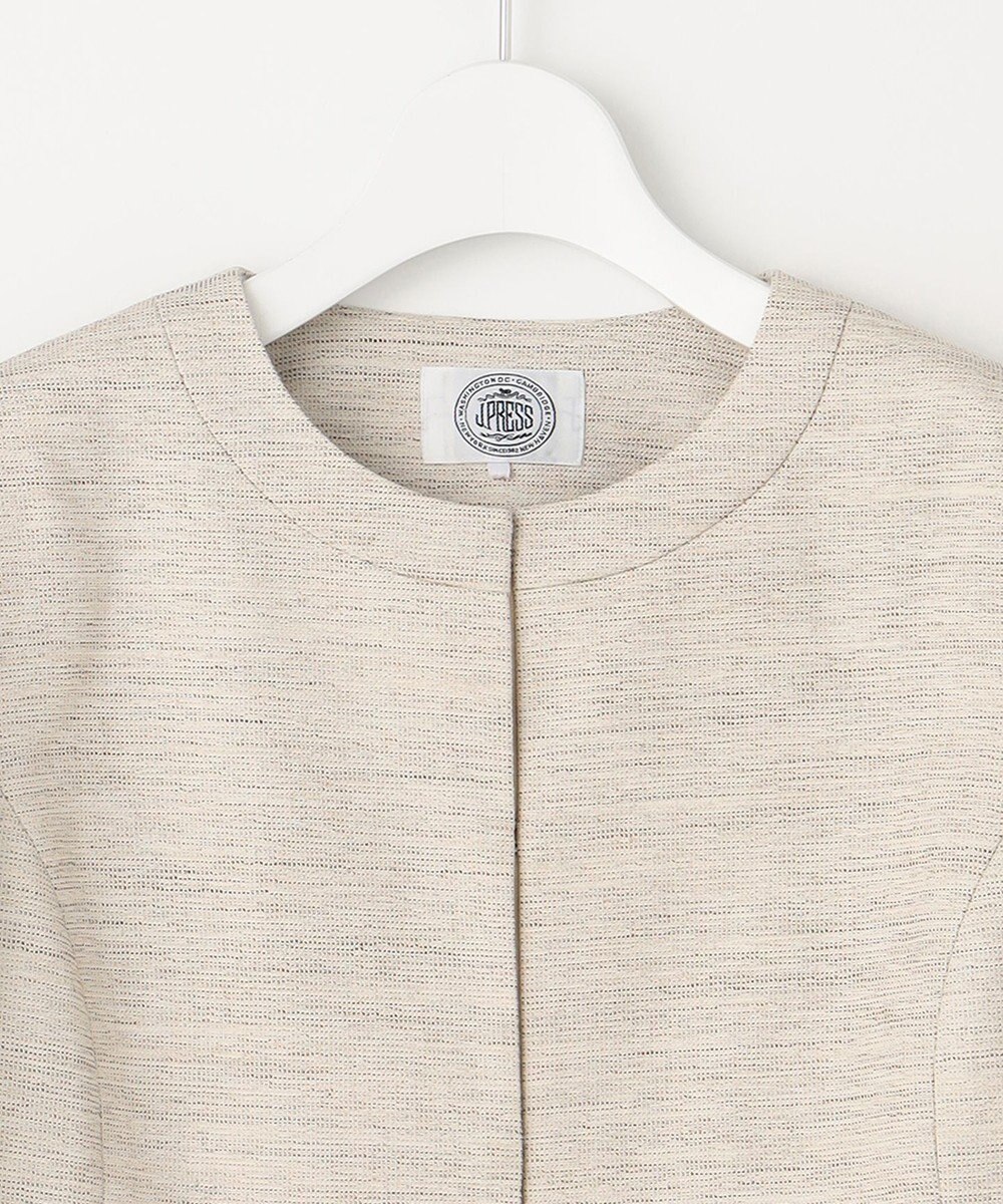 J.PRESS LADIES ライトツイードストレッチ ノーカラー ジャケット 