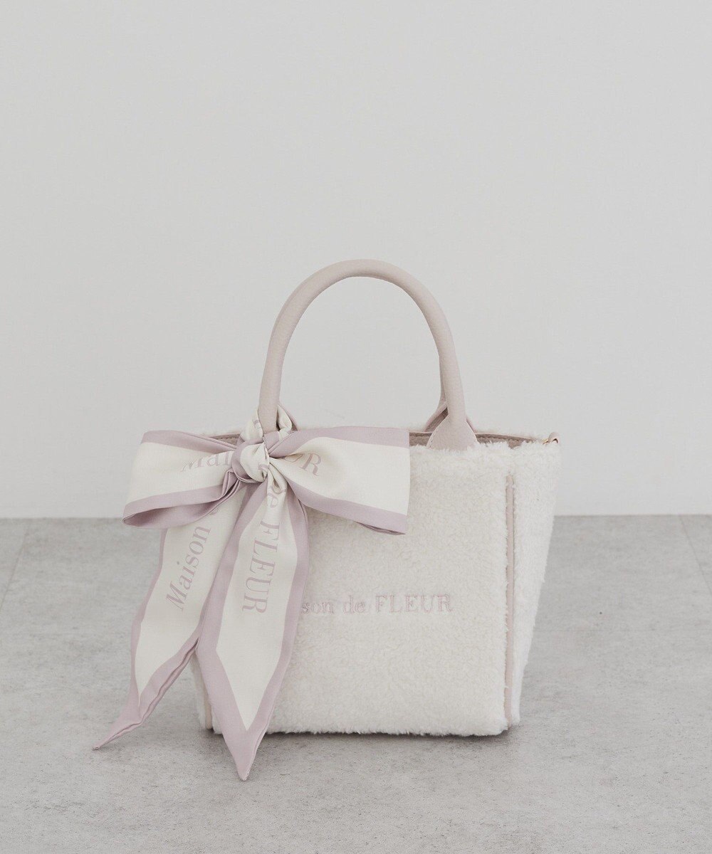 Maison de FLEUR スカーフ付きボア2WaySトートバッグ 