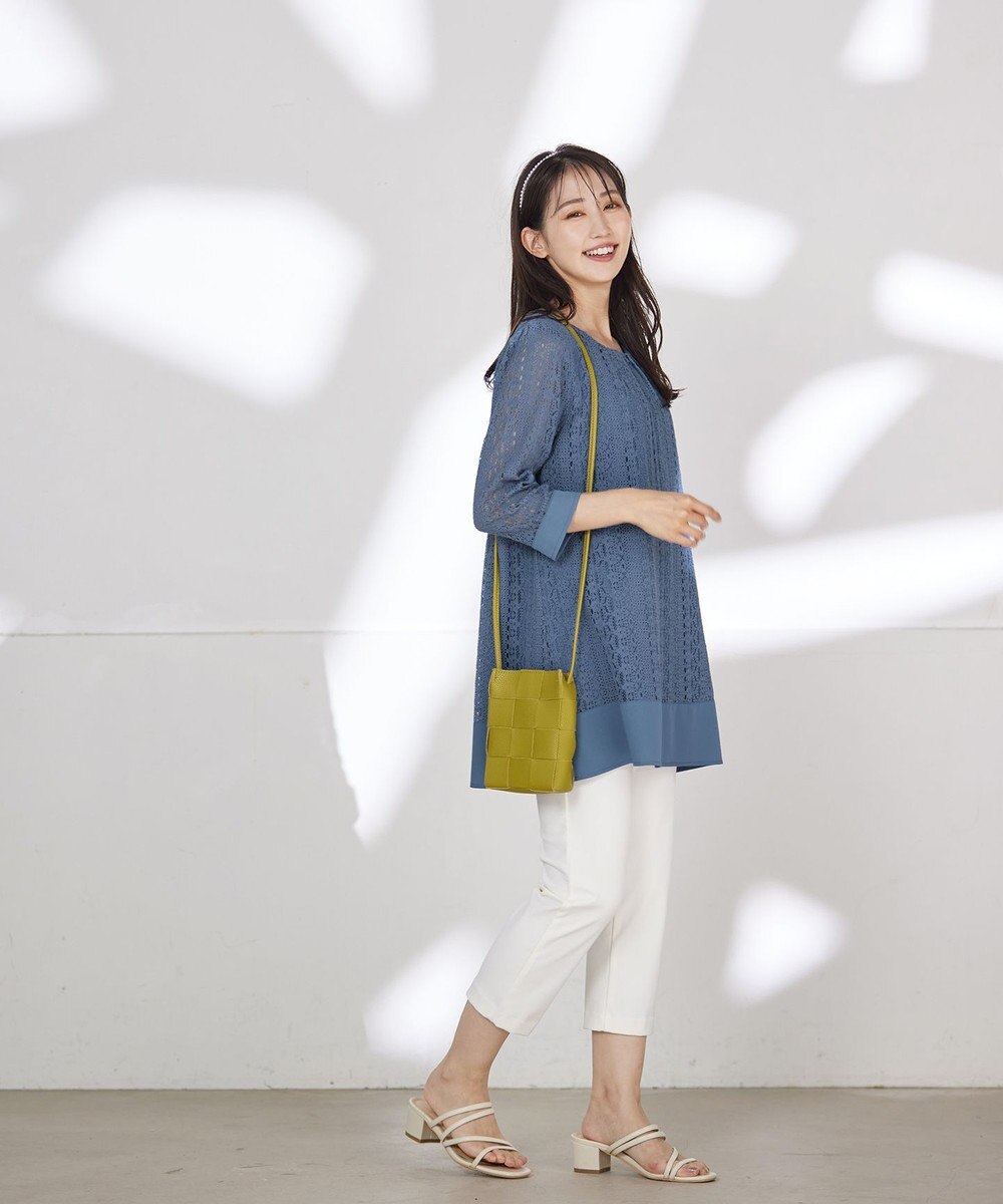 Tiaclasse L 【洗える】レースコンビチュニックブラウス 