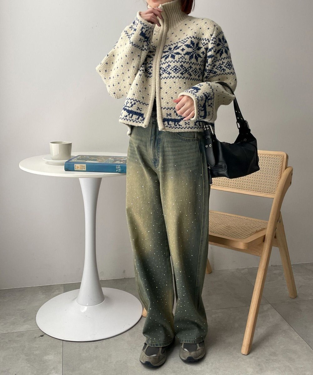 WEGO 雪柄ZIPニット 