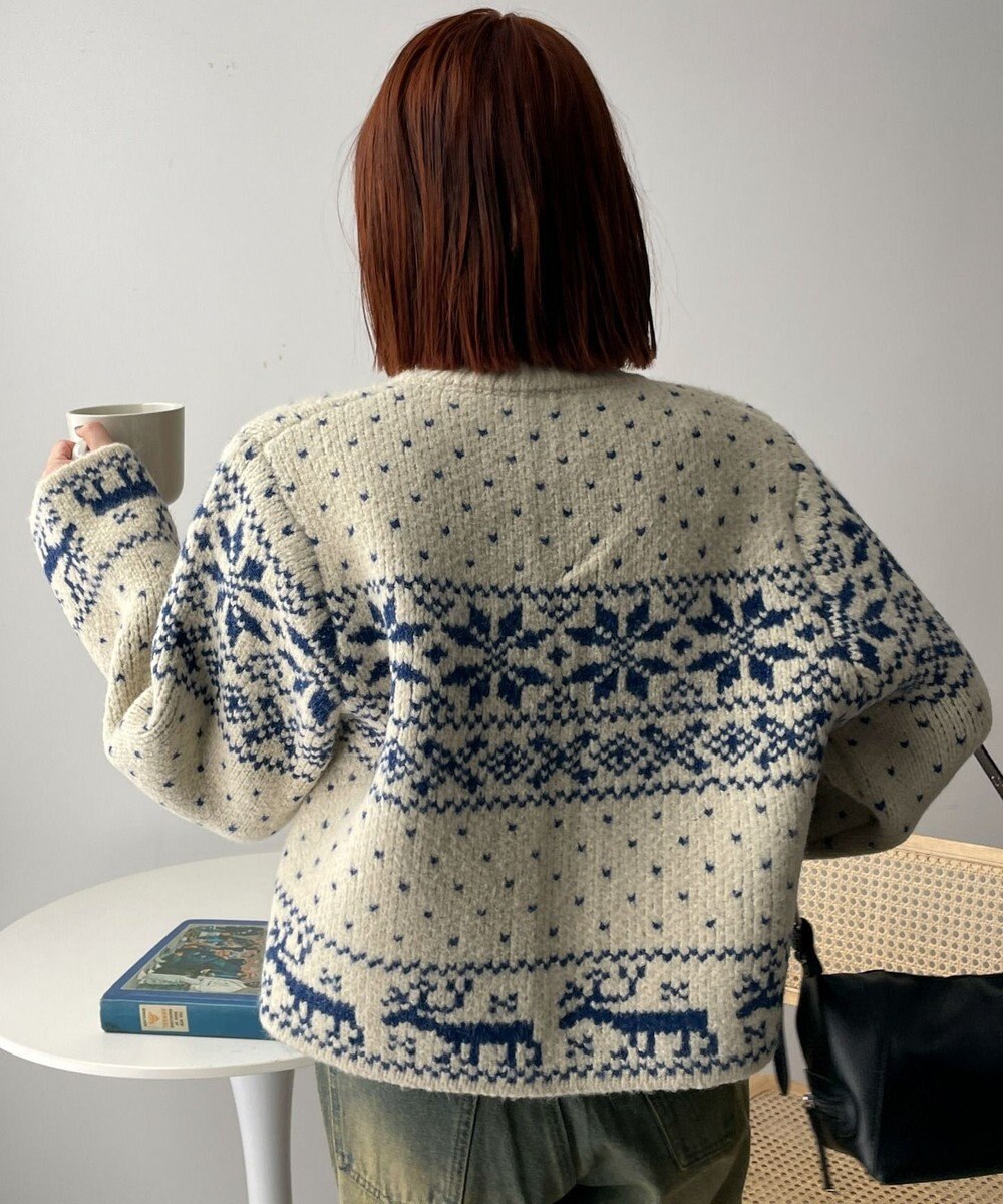 WEGO 雪柄ZIPニット 