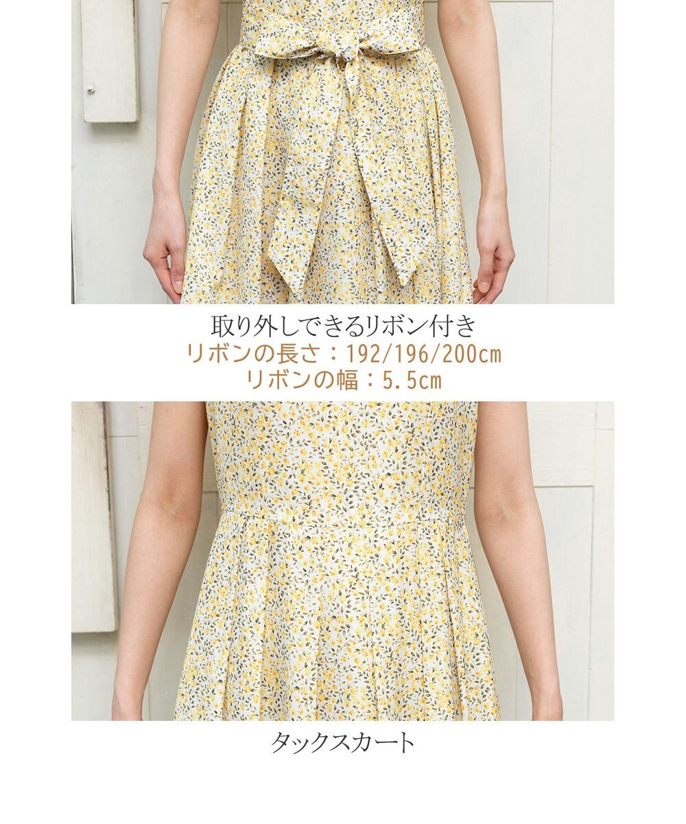 Tiaclasse 【洗える】大人華やかなノースリーブ花柄ワンピース 