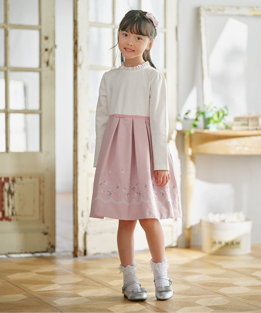 組曲 KIDS 【110-140㎝】 フラワーアーチワンピース＆ボレロジャケットセット 