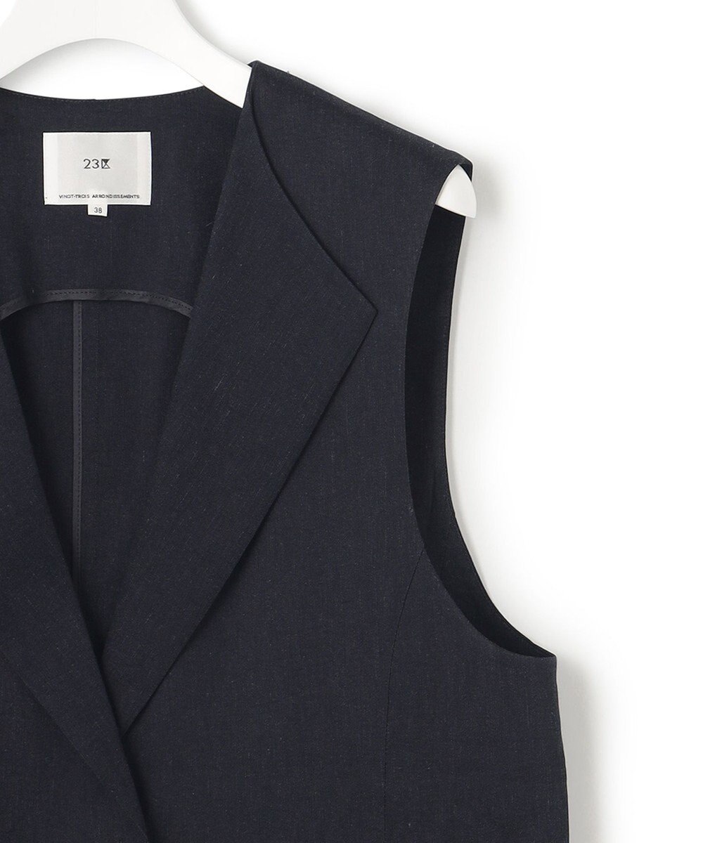 23区 【CLASSY.6月号掲載】リネンレーヨンストレッチ  ロング ジレ 