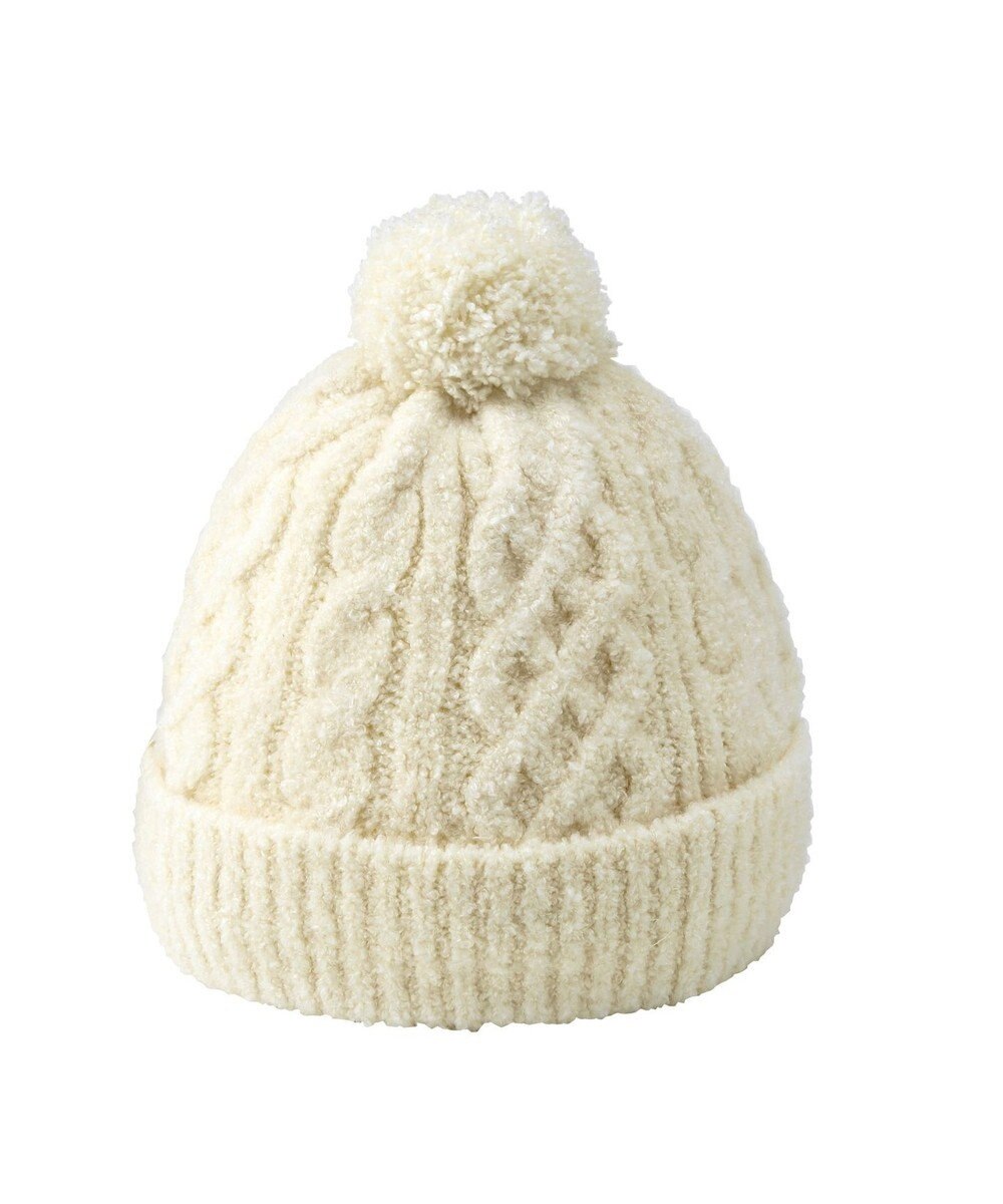 MIKI HOUSE HOT BISCUITS 【42-52cm】 ぼん天付きケーブル編みのニット帽子 