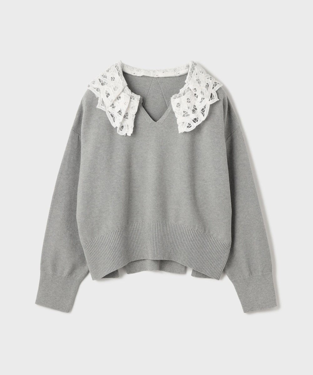 GRACE CONTINENTAL レースカラーニットトップ 