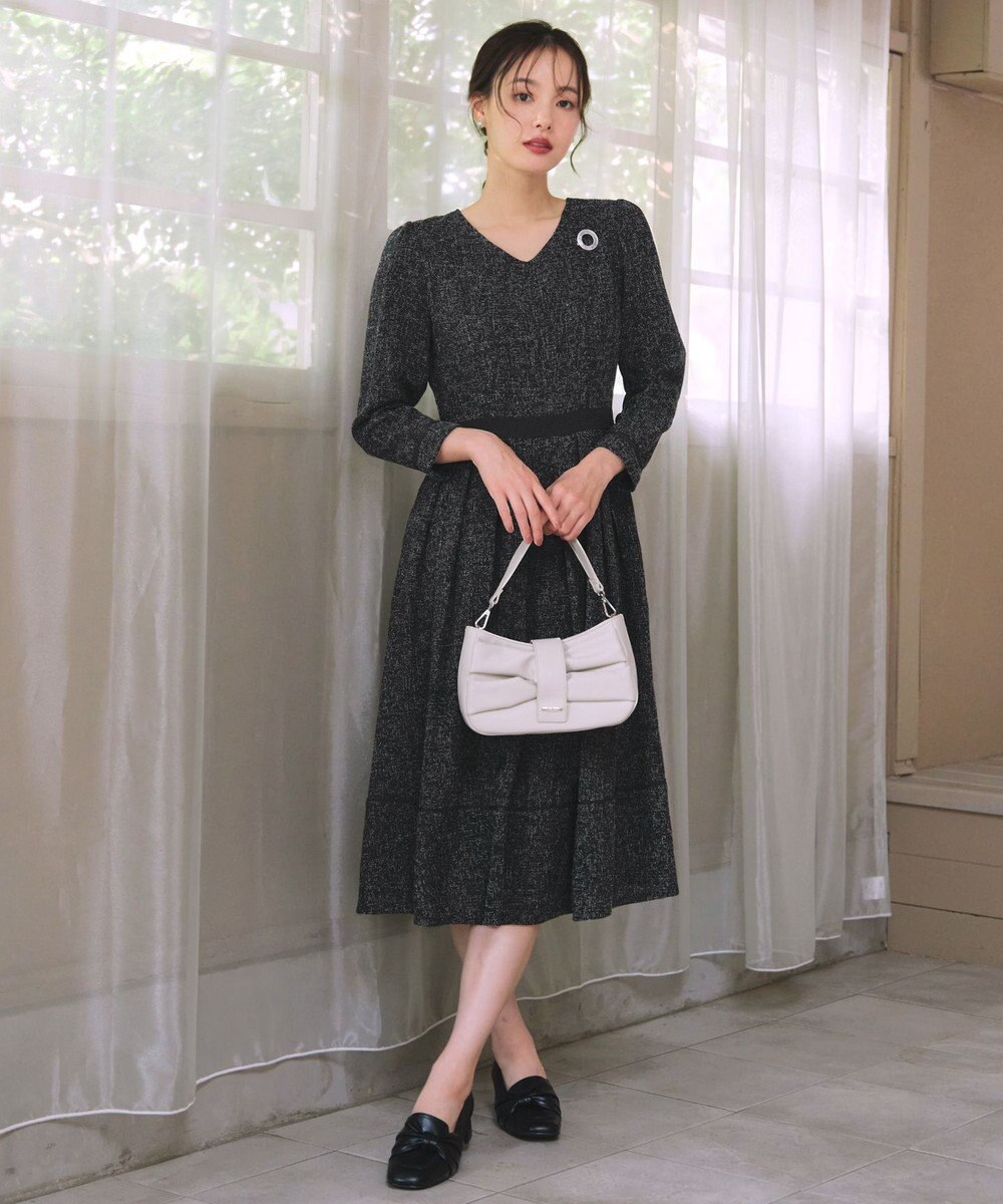 Tiaclasse 【洗える】配色パイピングフレアワンピース 