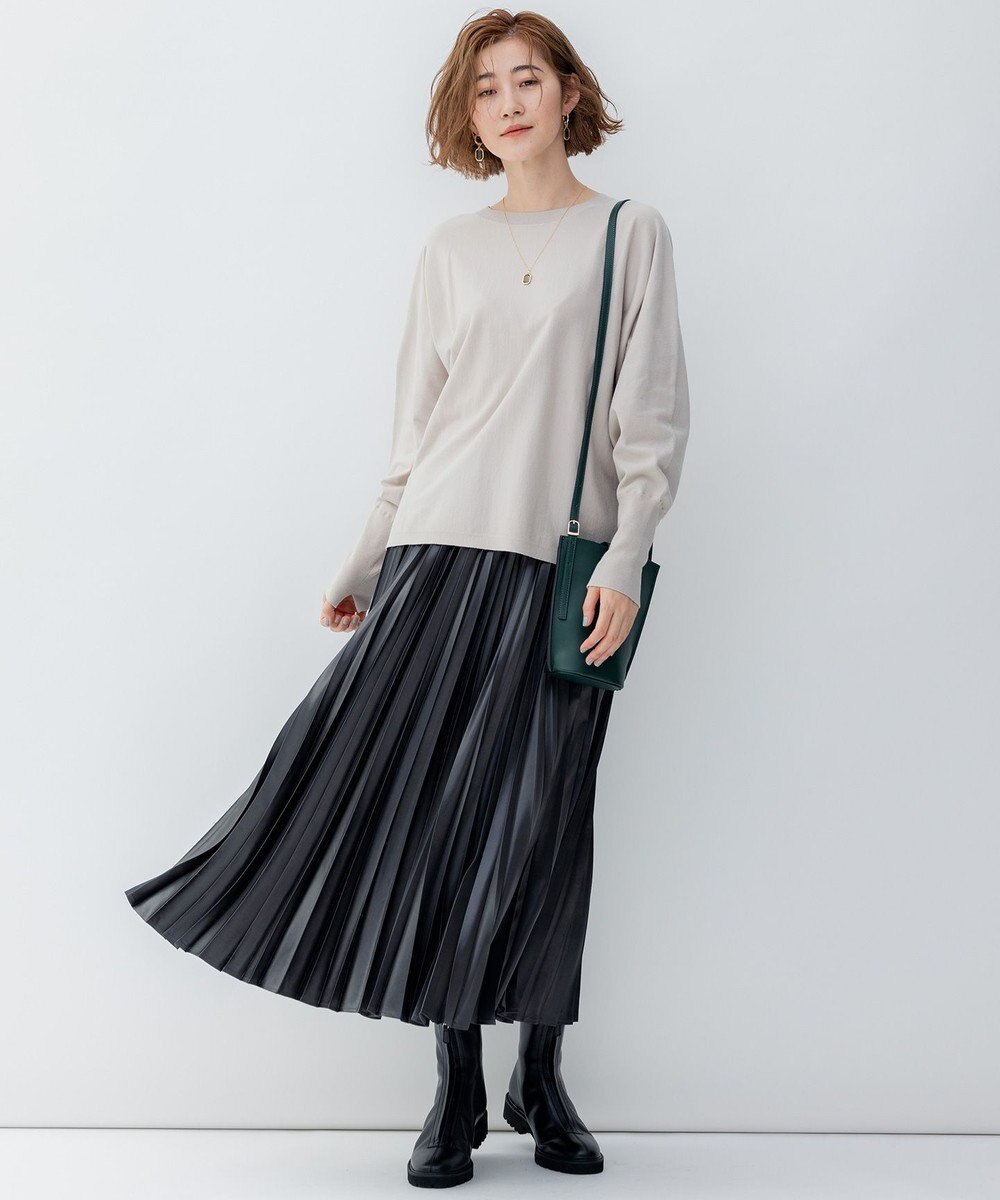 23区 【洗える】レザーライク プリーツスカート 