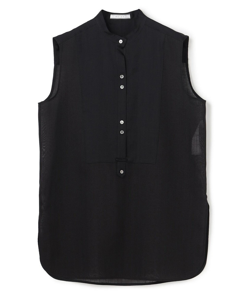 BEIGE， GOSHE / サテン切替 シアースタンドブラウス 