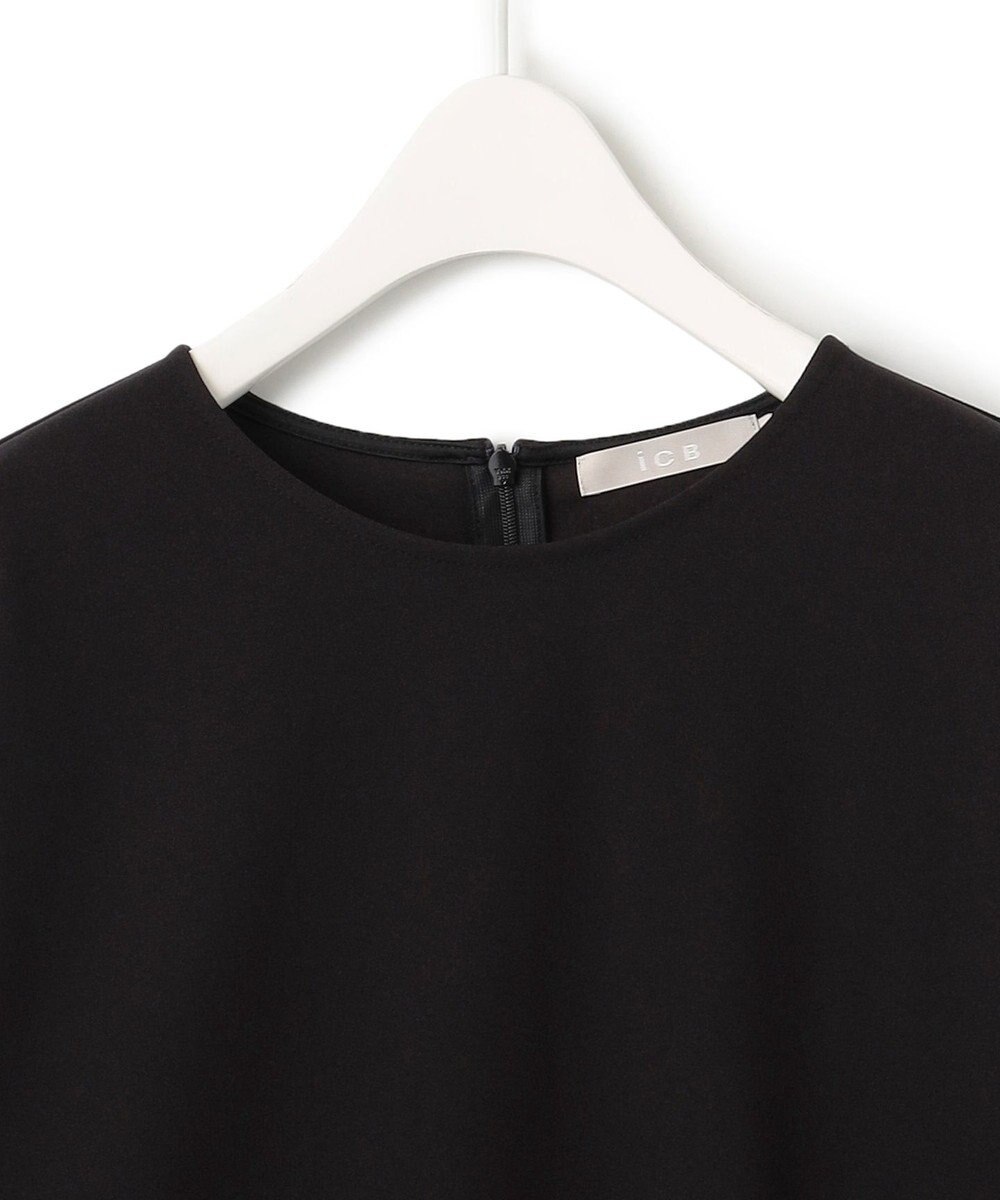 ICB L 【洗える】ジョーゼットジャージー 異素材コンビプルオーバー 