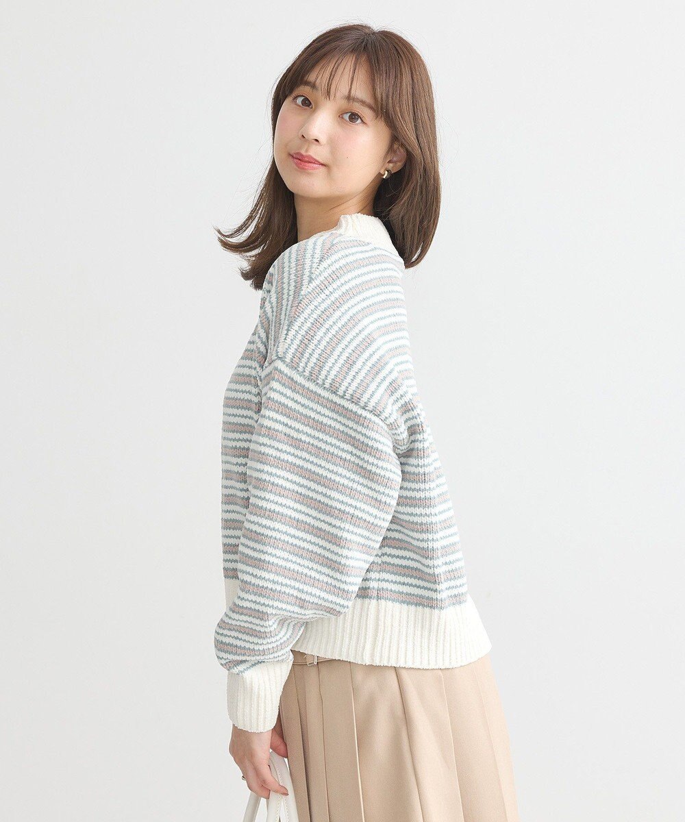 earth music&ecology マルチボーダーベロアモールプルオーバー 