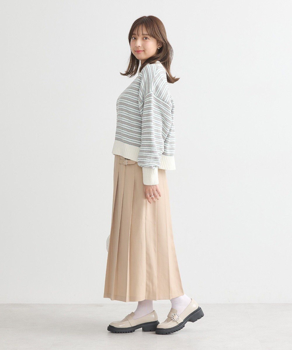 earth music&ecology マルチボーダーベロアモールプルオーバー 