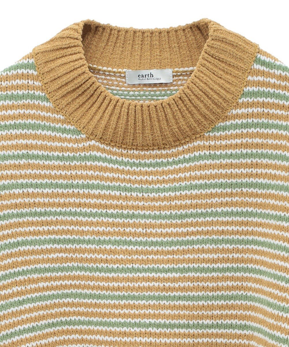 earth music&ecology マルチボーダーベロアモールプルオーバー 