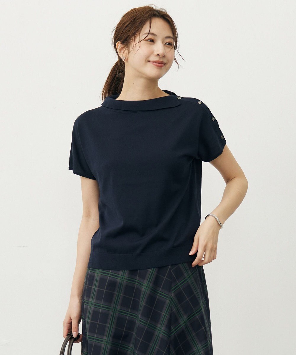 J.PRESS LADIES 【洗える・抗菌防臭】COTTON POLYESTER 襟付き ニット 