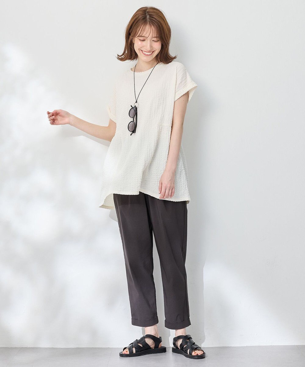 ANY L 【接触冷感/ウエストゴム/ストレッチ】クールタッチタックパンツ 