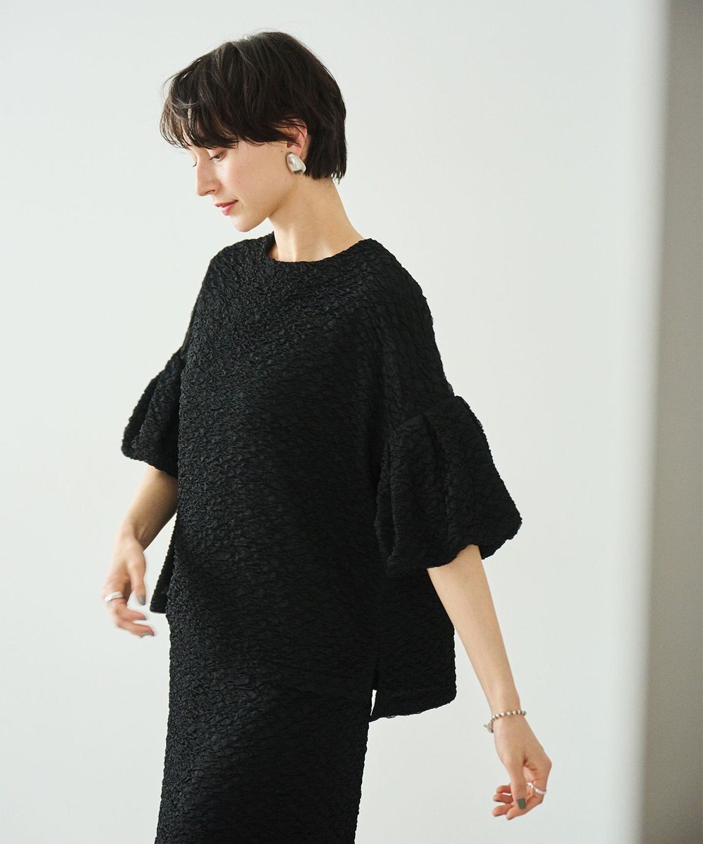 #Newans 【金子綾さんインスタライブご紹介アイテム】【洗える/セットアップ可能】ふくれジャガード パフスリーブブラウス 