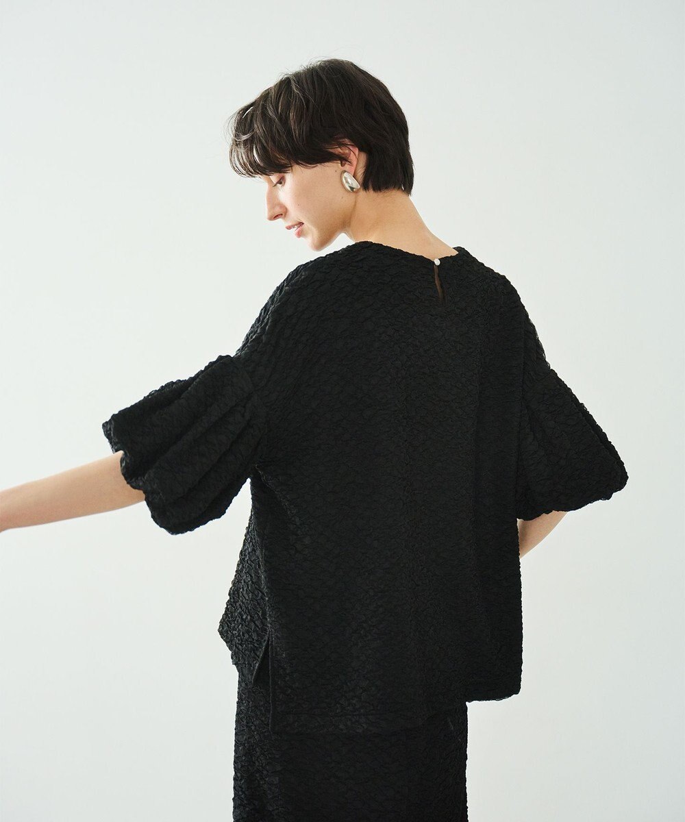 #Newans 【金子綾さんインスタライブご紹介アイテム】【洗える/セットアップ可能】ふくれジャガード パフスリーブブラウス 