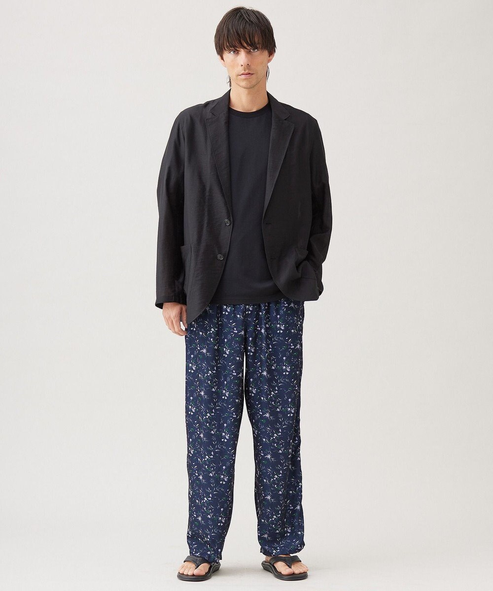 UNFILO MENS ボタニカルプリント イージーテーパードパンツ 