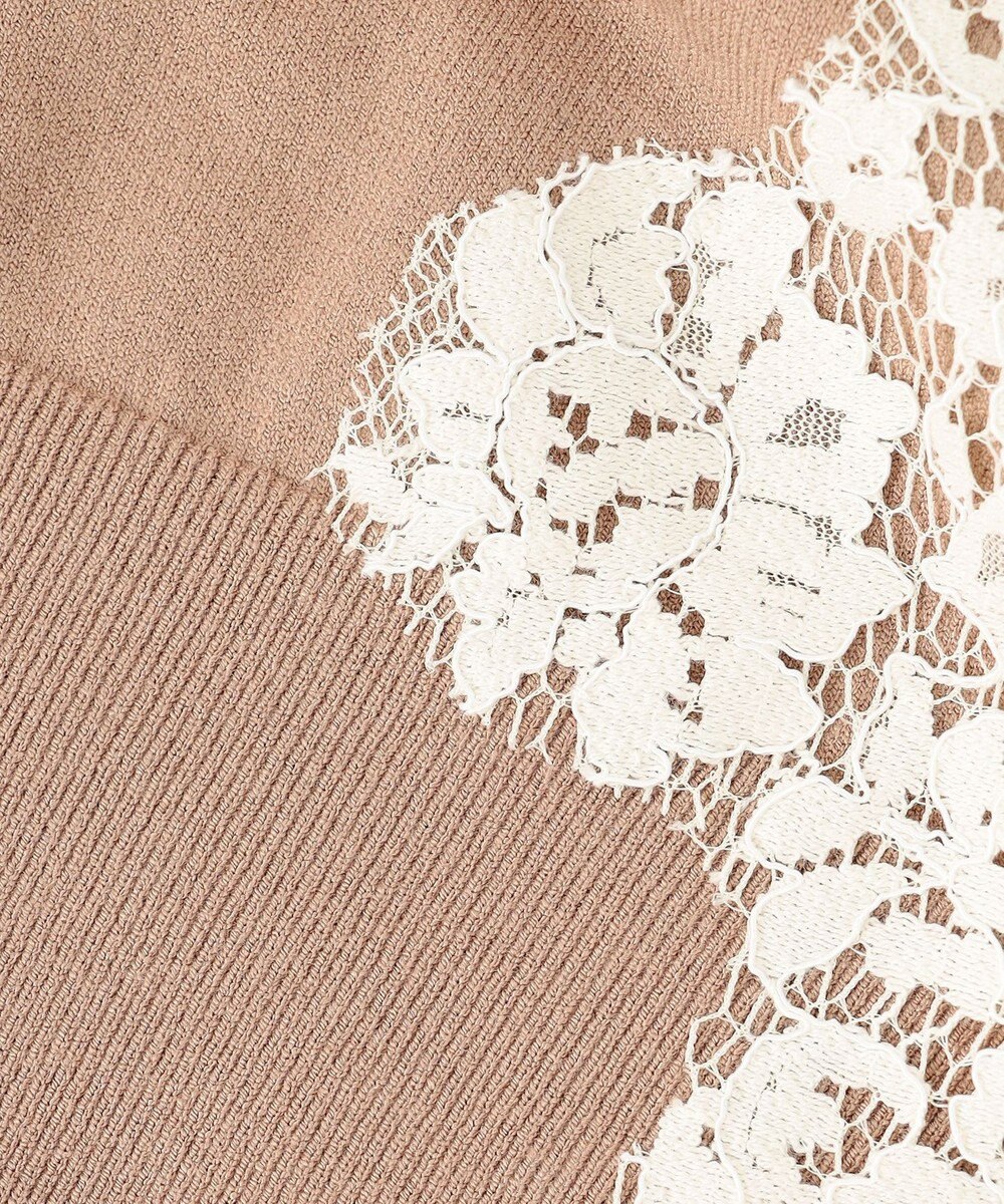 BEIGE， 【ご好評により新色追加！洗える】WILLOW / アシンメトリーレースクルーネックニット 