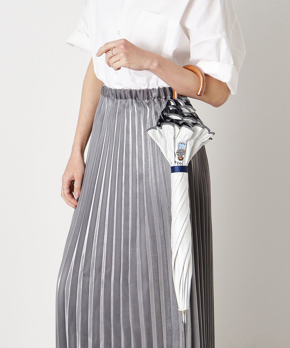 MOONBAT 【WEB限定】POLO RALPH LAUREN（ポロ ラルフローレン）晴雨兼用日傘 長傘 ワンポイントベア刺繍 フリル 一級遮光 遮熱 UV 