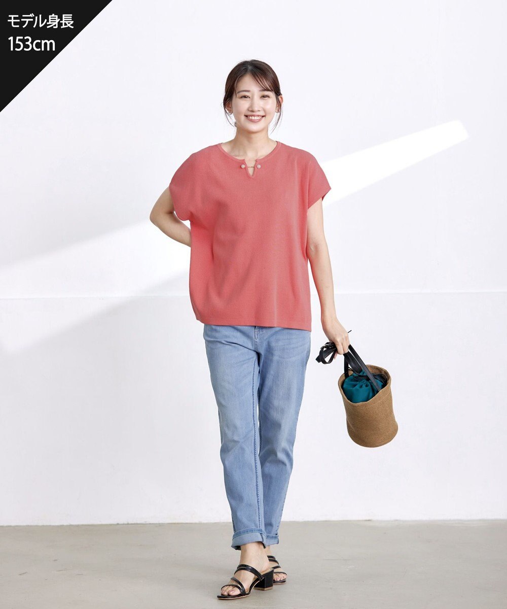 Tiaclasse 【小倉優子さん着用・洗える】フレンチスリーブニットトップス 