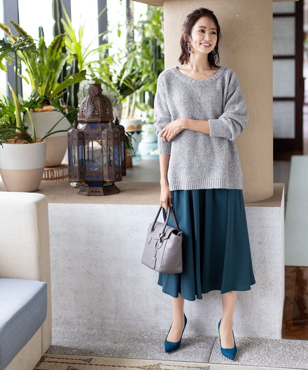 Tiaclasse 【洗える】大人可愛いワッフルニットトップス 