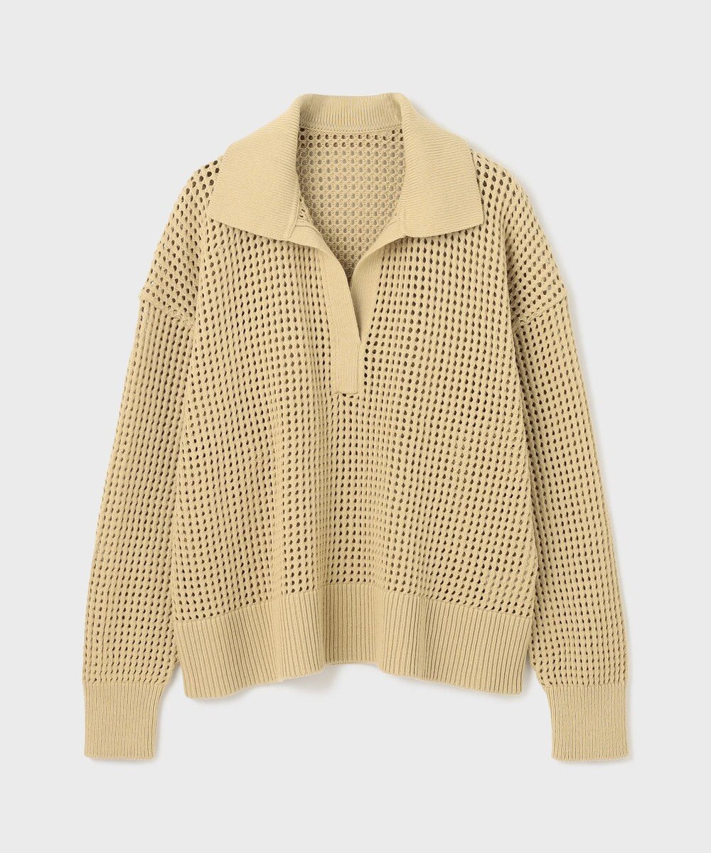 GRACE CONTINENTAL メッシュVネックニットトップ 