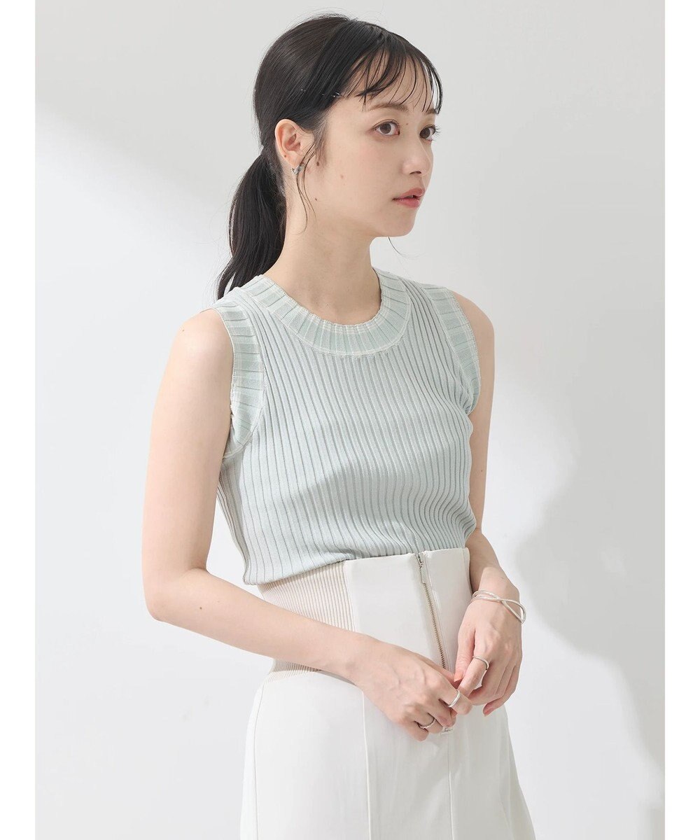 earth music&ecology ノースリーブラインニットプルオーバー 