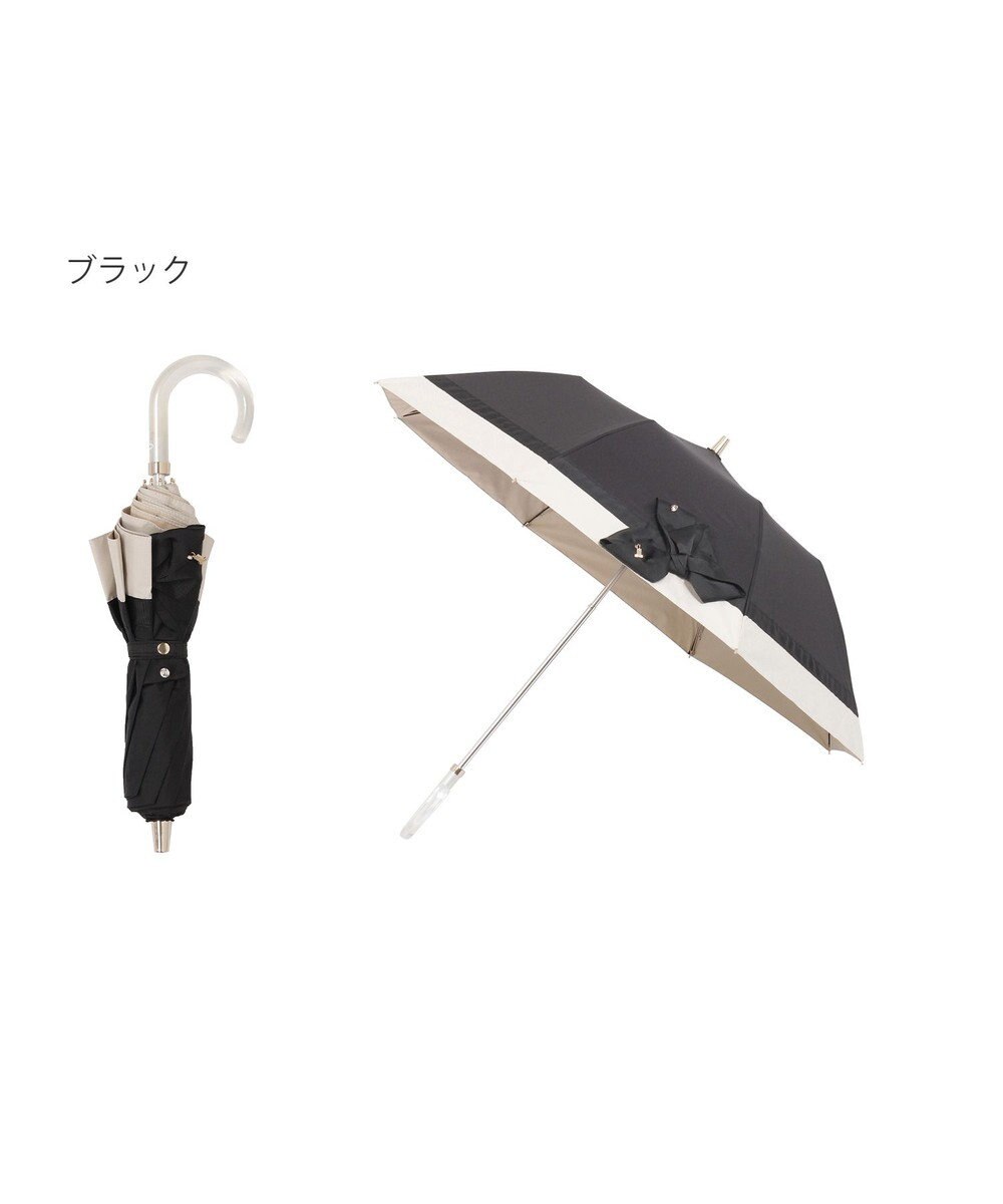 MOONBAT 【遮光/晴雨兼用日傘】LANVIN en Bleu (ランバン オン ブルー)ビジューリボン 遮熱 UV 折りたたみ傘 楽折 