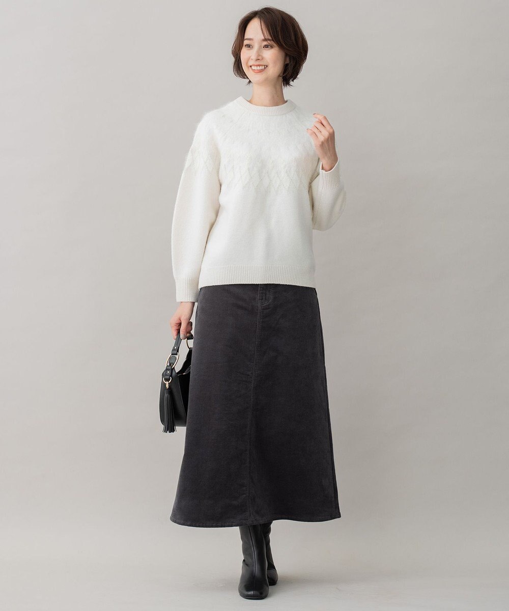 自由区 【洗える】リブレスコール ロングスカート 