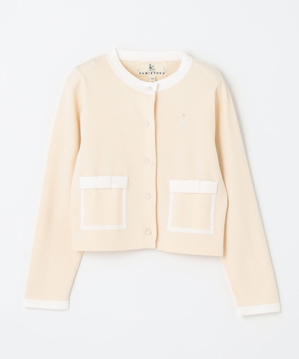 組曲 KIDS 【110-140cm】リボンインターシャニット カーディガン 