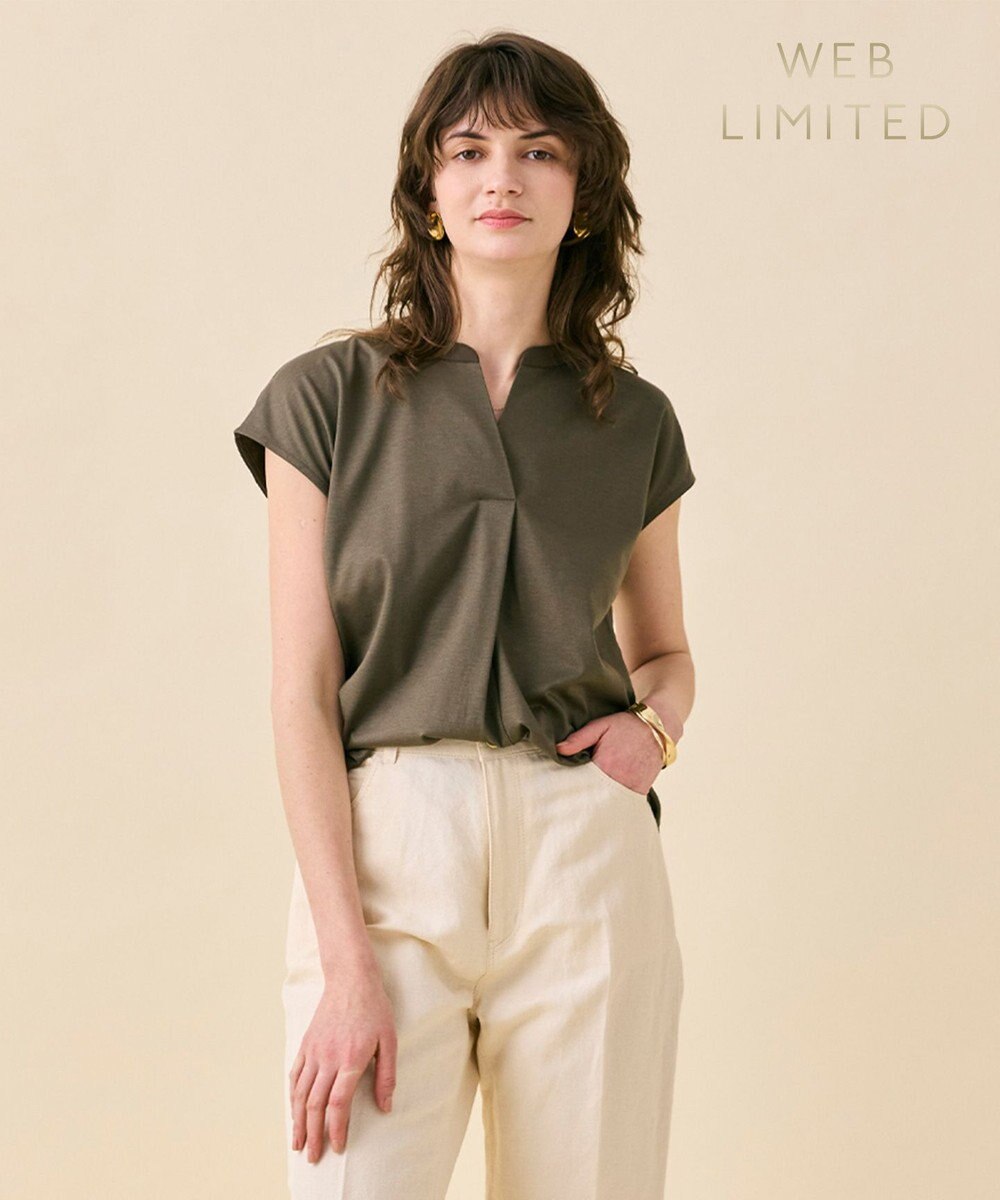 BEIGE， 【WEB限定・洗える】MELISSA / バックシフォンスキッパー半袖トップス 