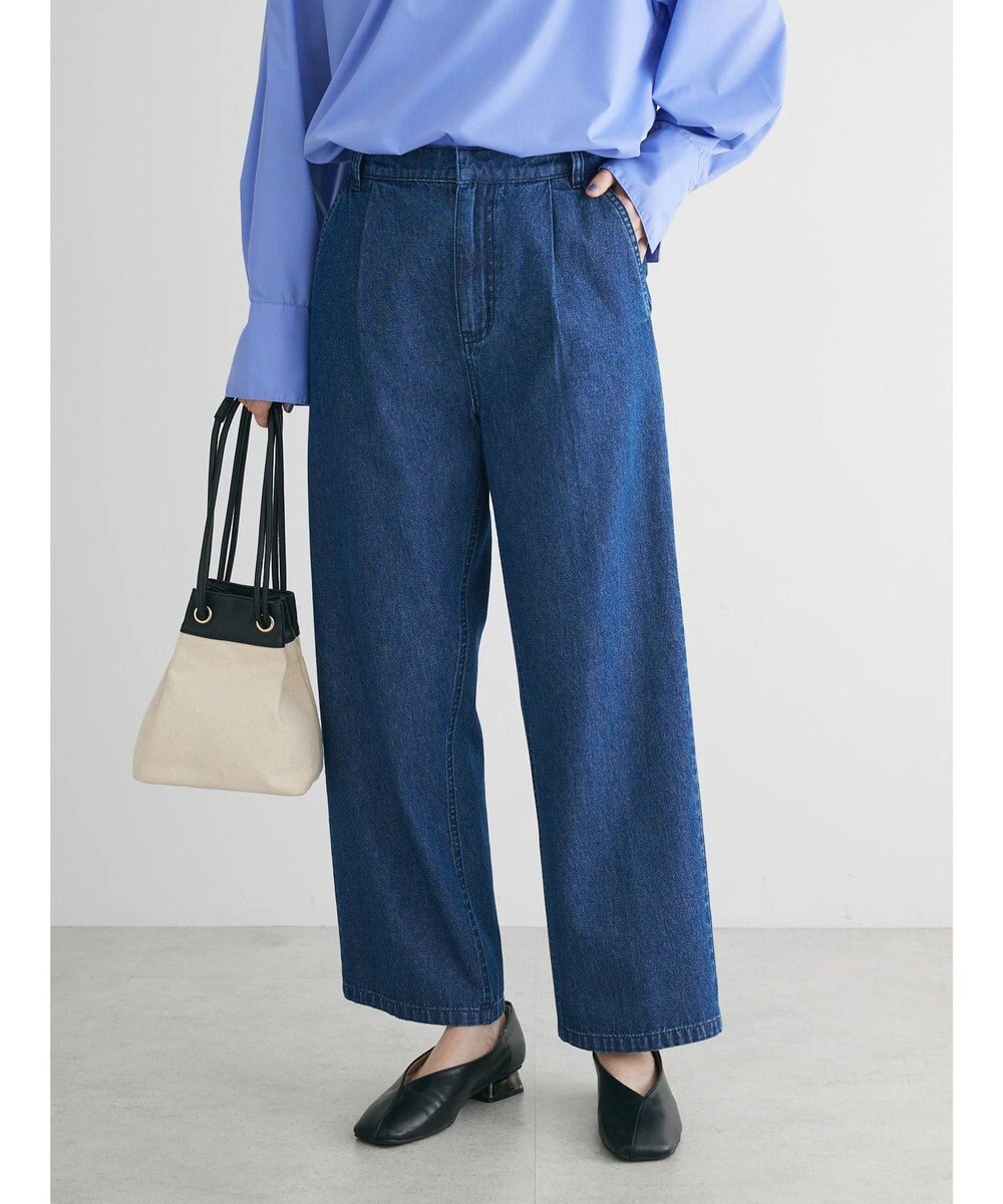 Green Parks ストレートタックデニムパンツ 