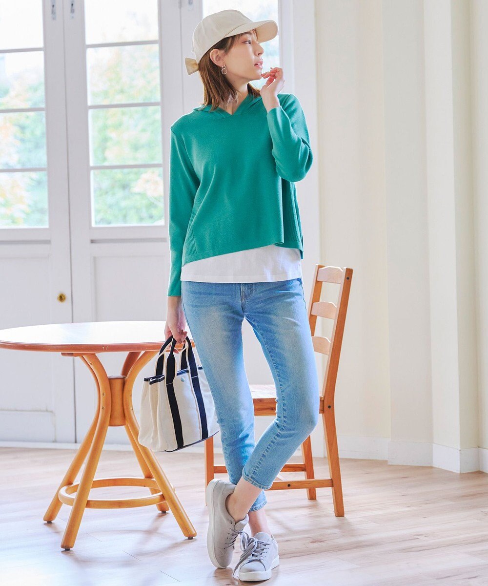 Tiaclasse 【洗える】サマーニットフードパーカートップス 