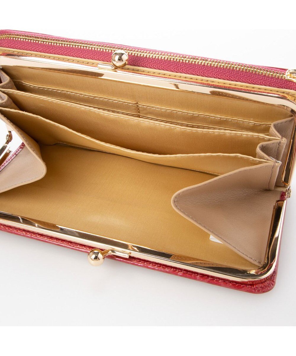 LA BAGAGERIE クロコ型押しエナメル 長財布（がま口） 