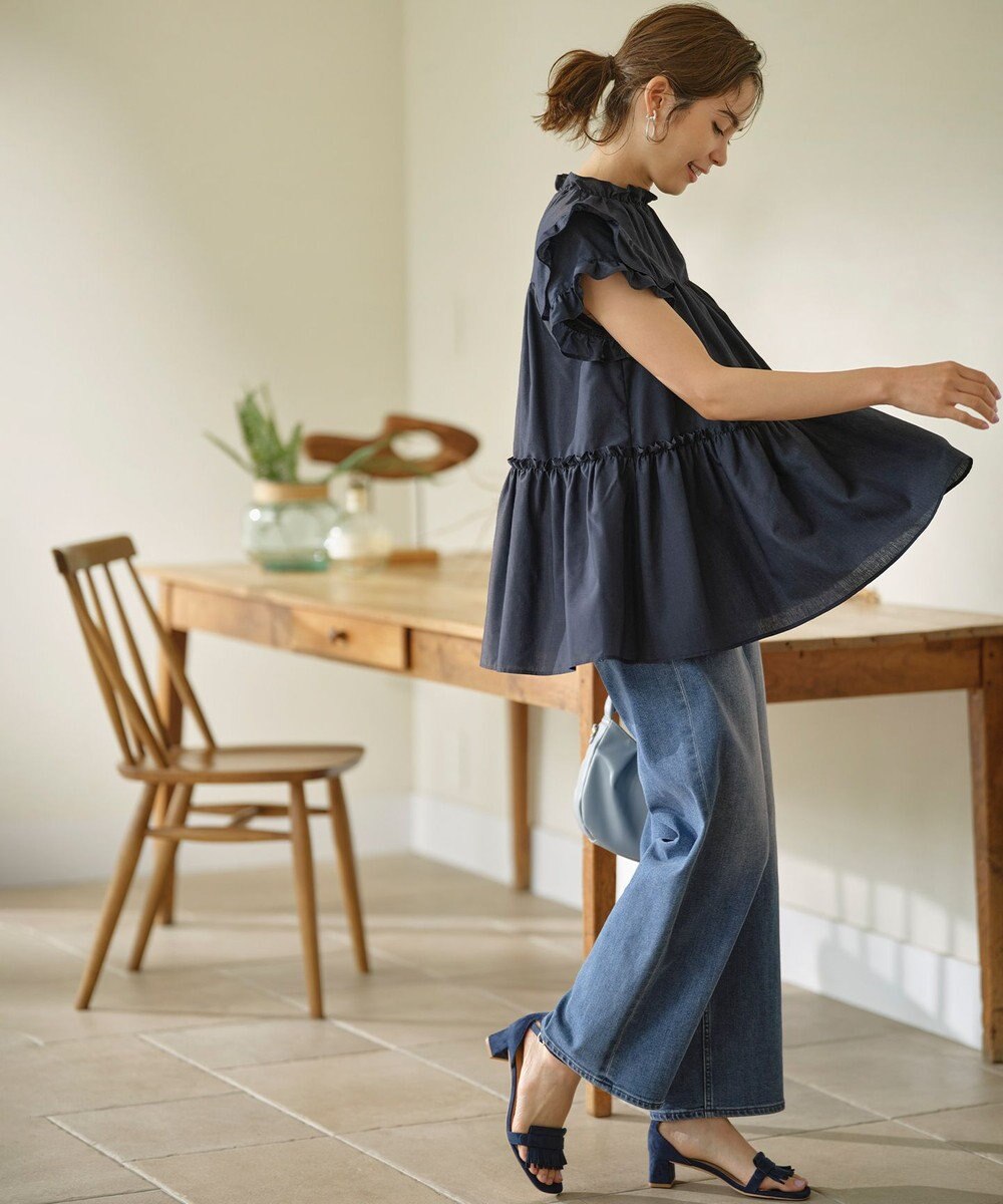 組曲 【WEB限定】ナイロンレーヨン チュニック ブラウス 