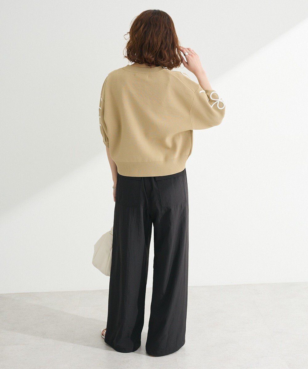 Green Parks ・ＥＬＥＮＣＡＲＥ　ＤＵＥ　ライン刺繍５分袖ニット 