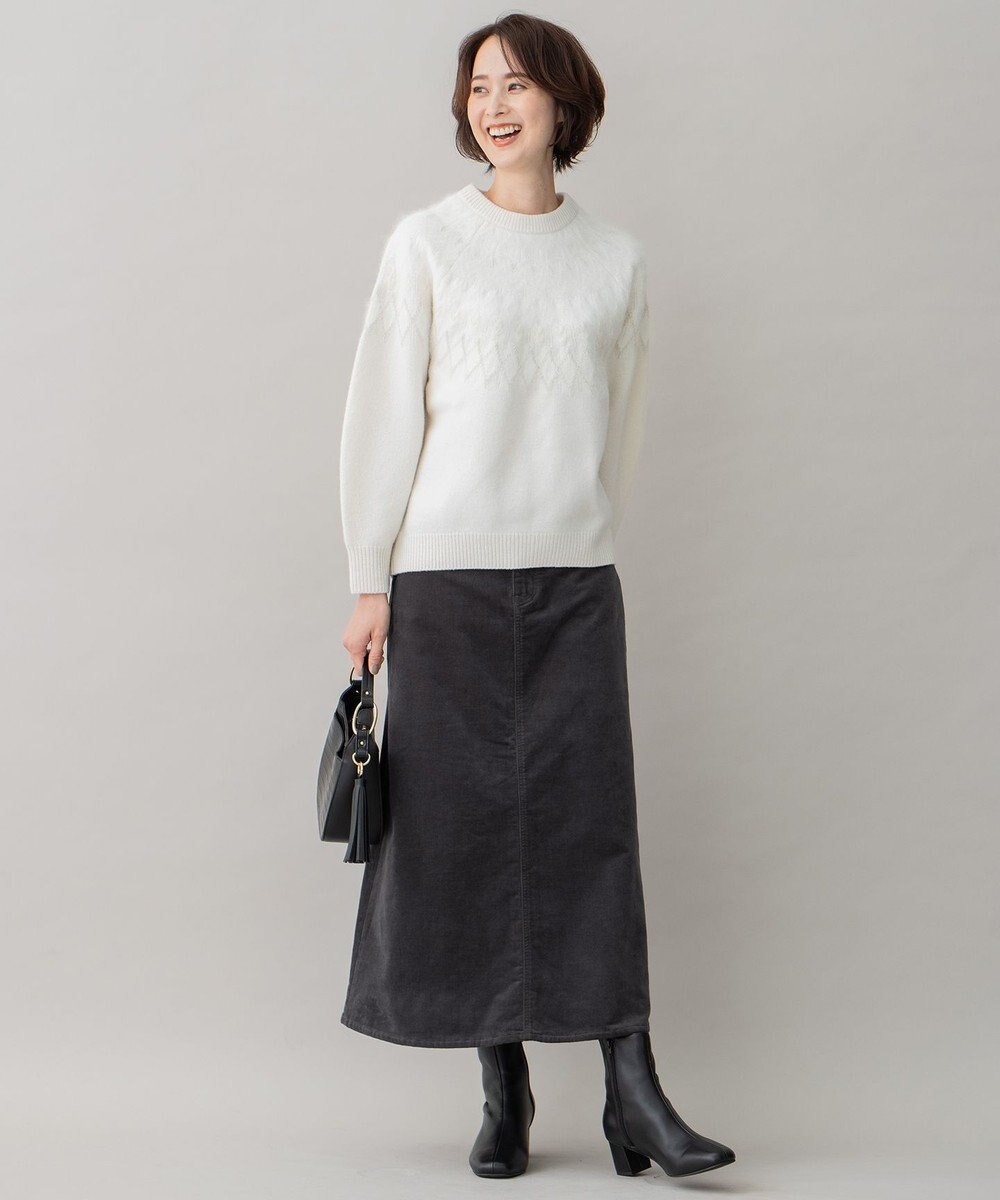 自由区 【洗える】リブレスコール ロングスカート 