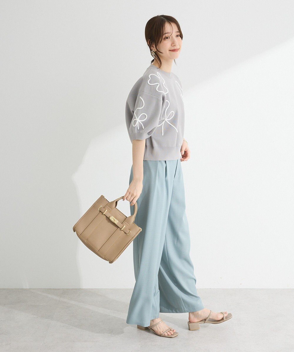 Green Parks ・ＥＬＥＮＣＡＲＥ　ＤＵＥ　ライン刺繍５分袖ニット 