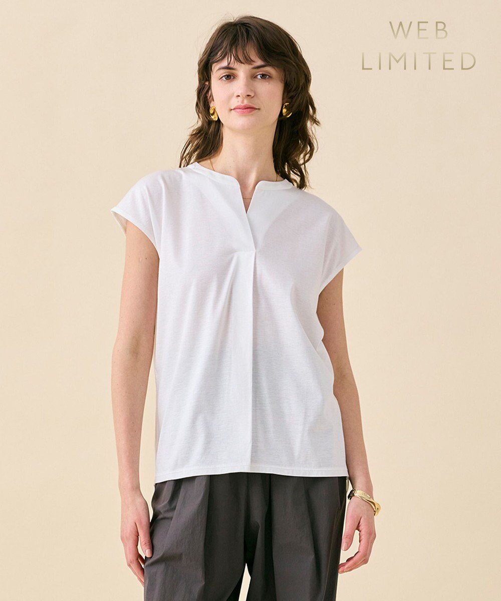 BEIGE， 【WEB限定・洗える】MELISSA / バックシフォンスキッパー半袖トップス 