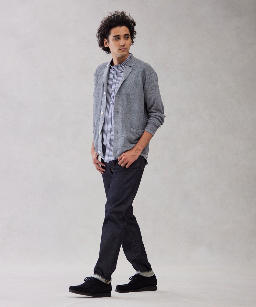 J.PRESS MEN 【クールマックス】サッカーマルチストライプ バンドカラーシャツ 