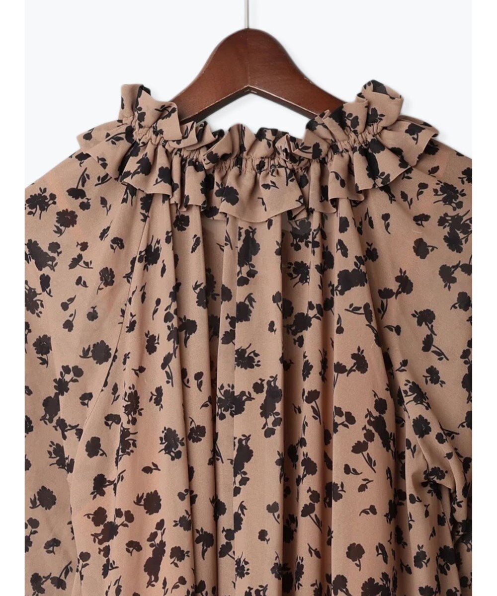 Te chichi フラワーシフォンフリルネックドレス 