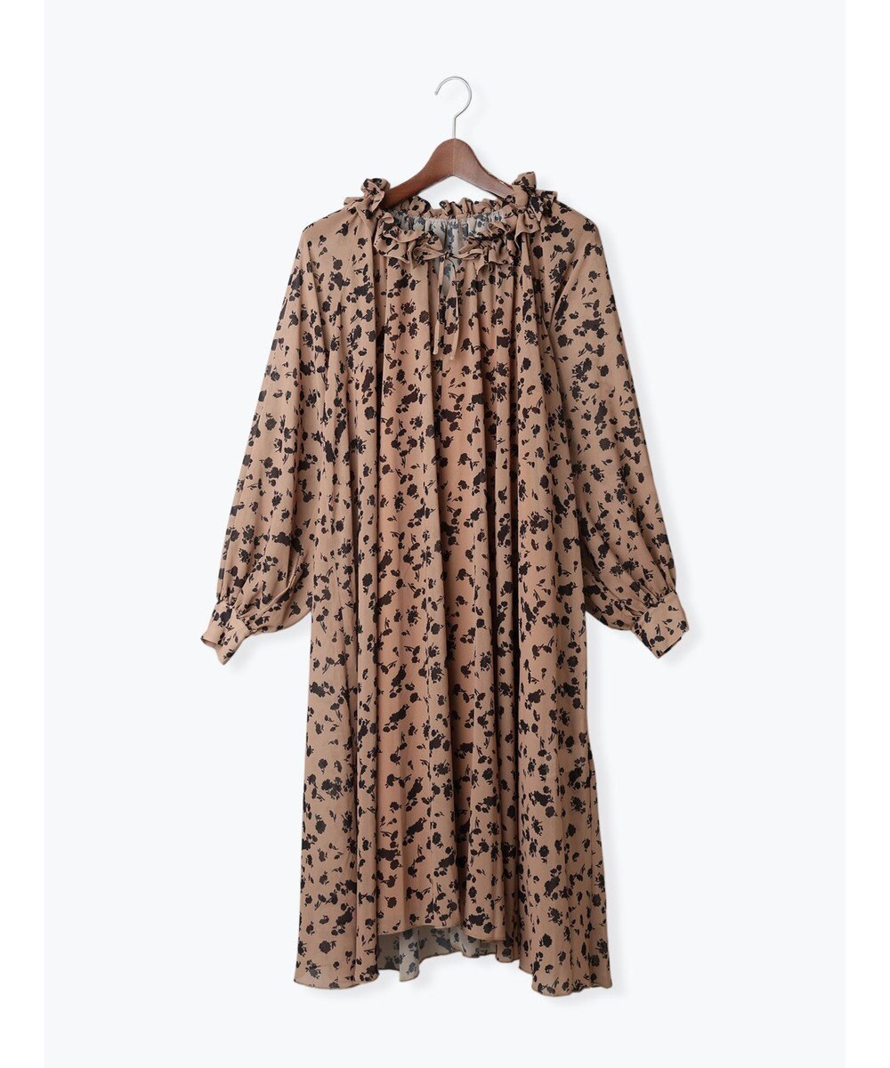 Te chichi フラワーシフォンフリルネックドレス 