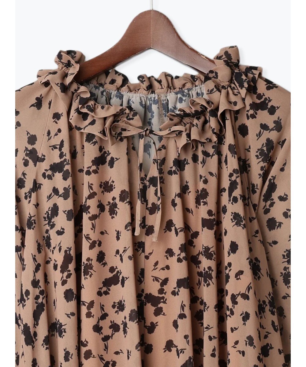 Te chichi フラワーシフォンフリルネックドレス 