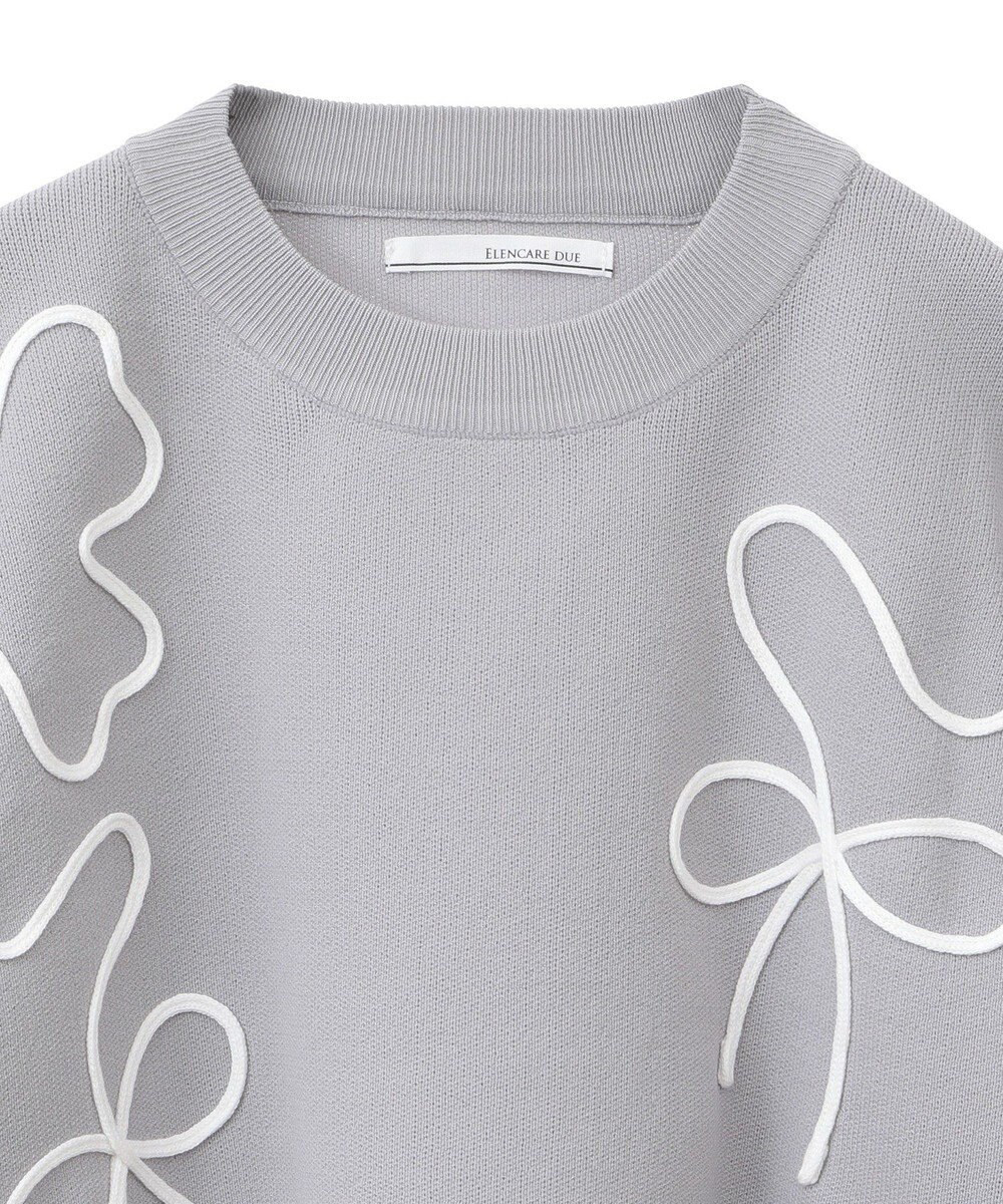 Green Parks ・ＥＬＥＮＣＡＲＥ　ＤＵＥ　ライン刺繍５分袖ニット 