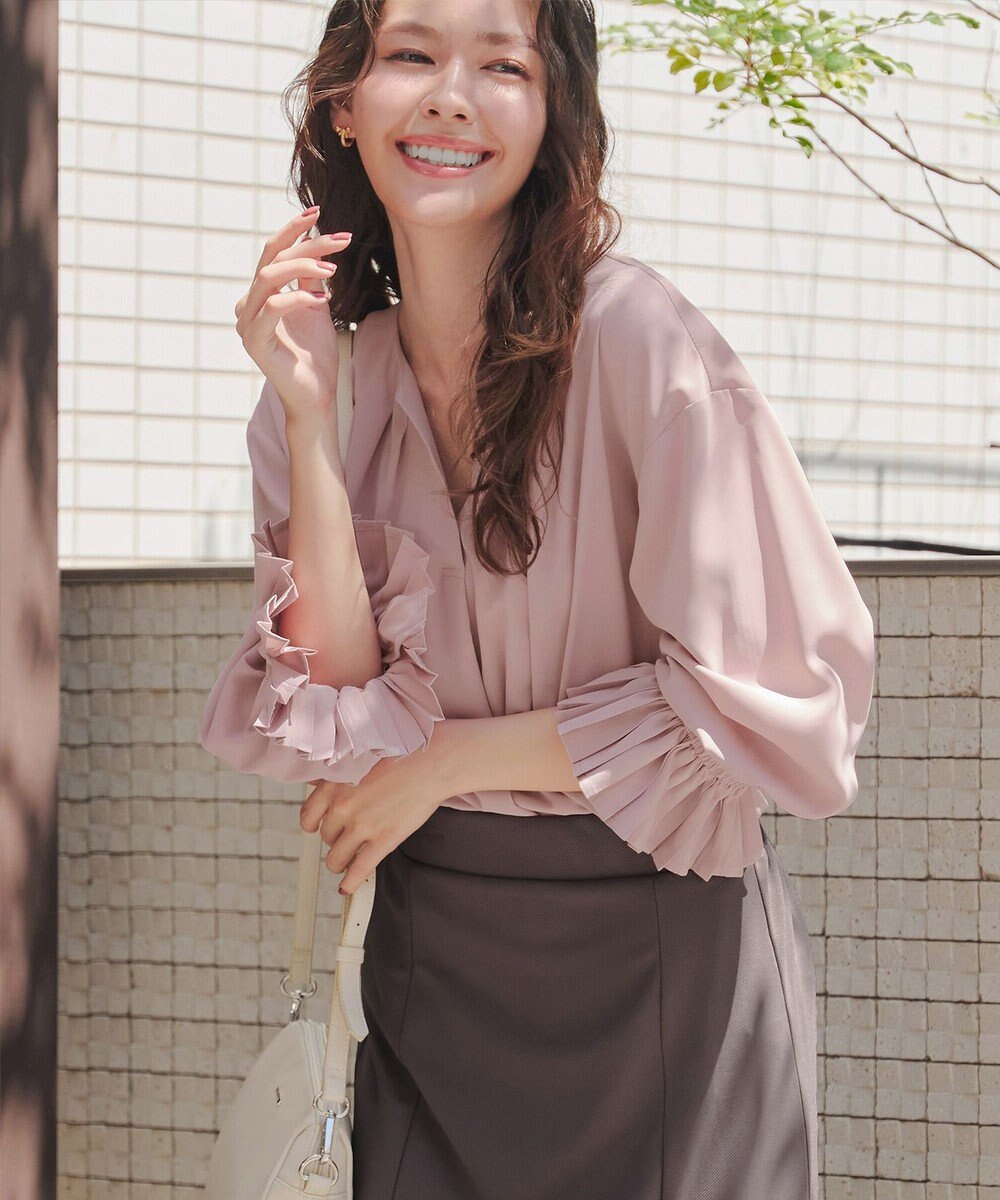 Tiaclasse 【洗える】プリーツスリーブブラウス 