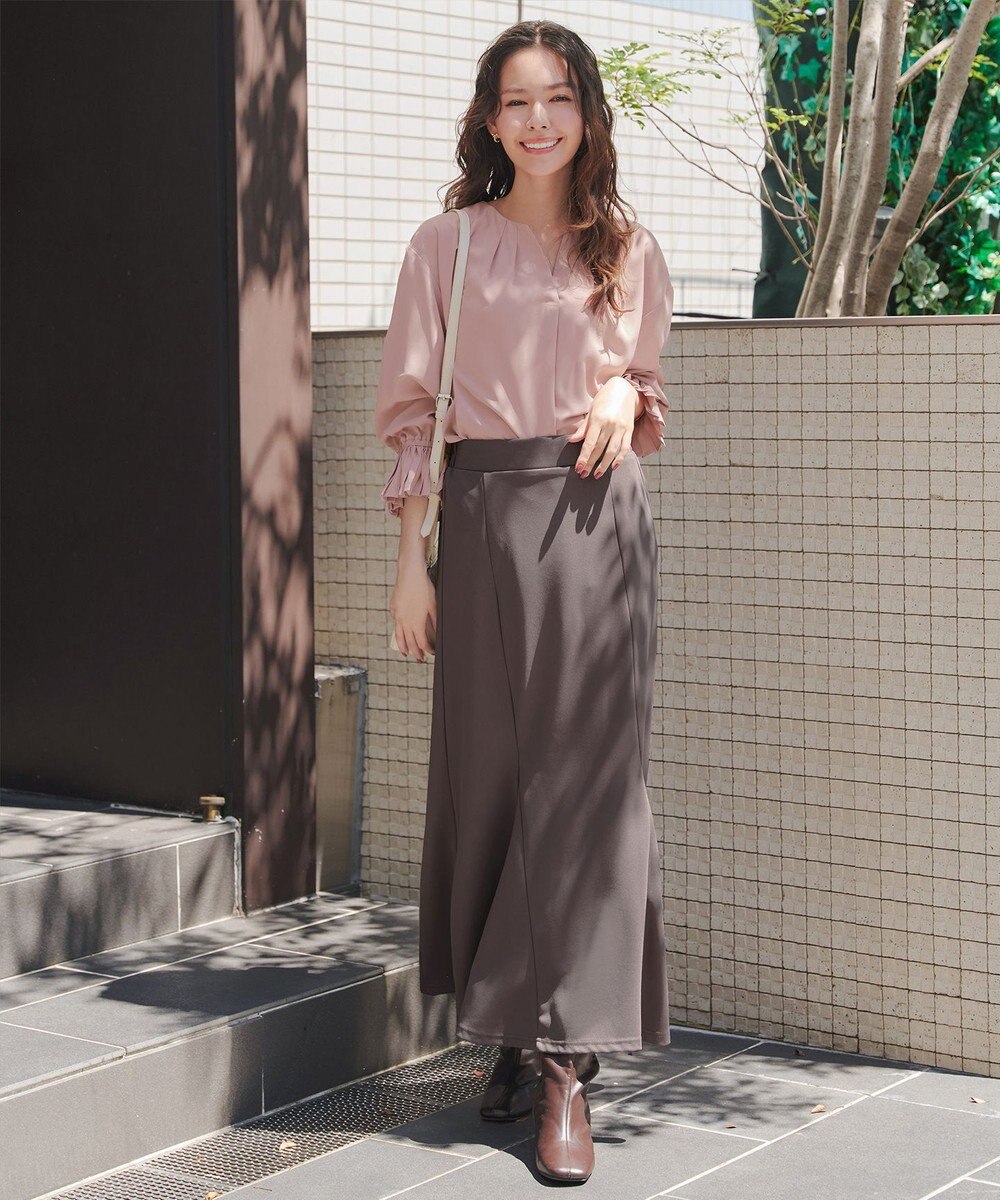 Tiaclasse L 【洗える】プリーツスリーブブラウス 