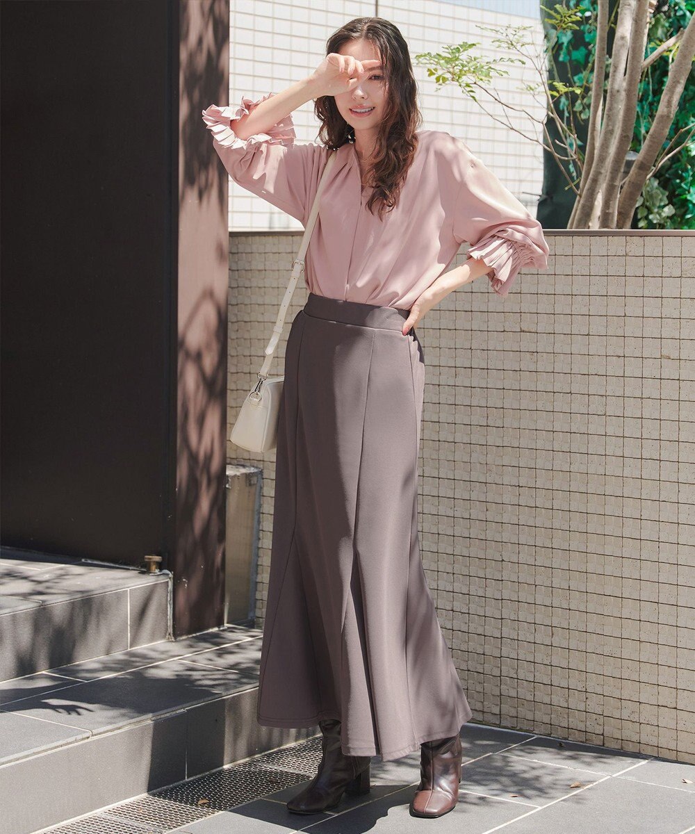 Tiaclasse L 【洗える】プリーツスリーブブラウス 